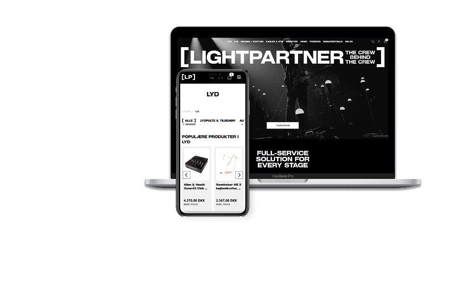 Mockup af Lightpartner hjemmeside